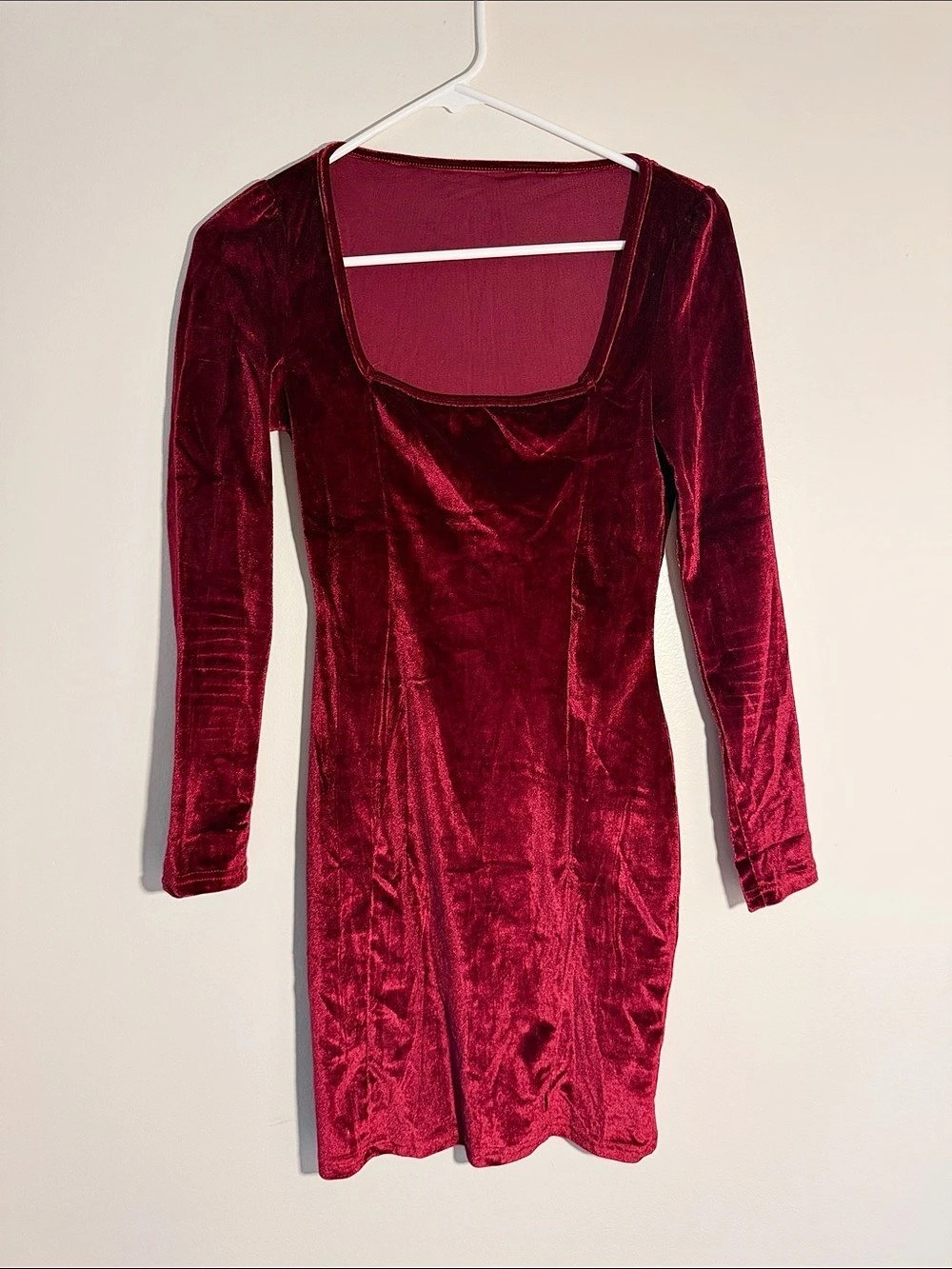 Burgundy Velvet Mini Dress Like New